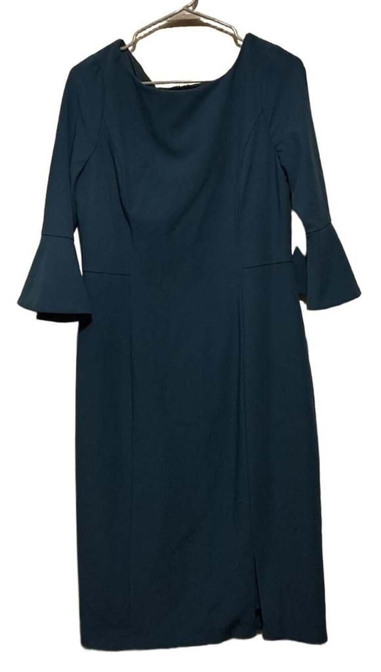 White House Black Market Body Perfecting Ruffle Sleeve Sheath Dress Size 8